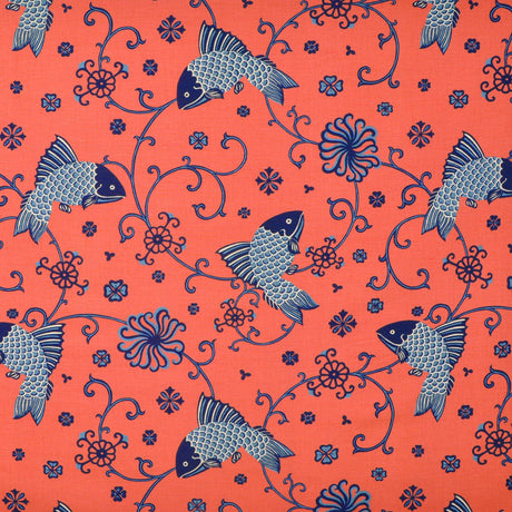 Lee Jofa ORIENTAL FISHES INDIGO Fabric