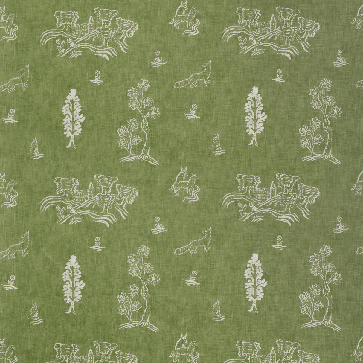 Andrew Martin FRIENDLY FOLK BASIL GREEN Fabric
