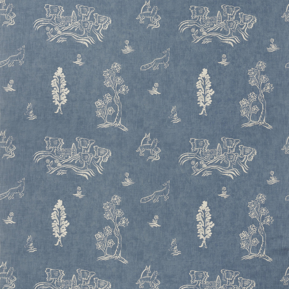 Andrew Martin FRIENDLY FOLK HAPPY BLUE Fabric