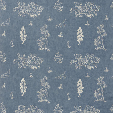 Andrew Martin FRIENDLY FOLK HAPPY BLUE Fabric