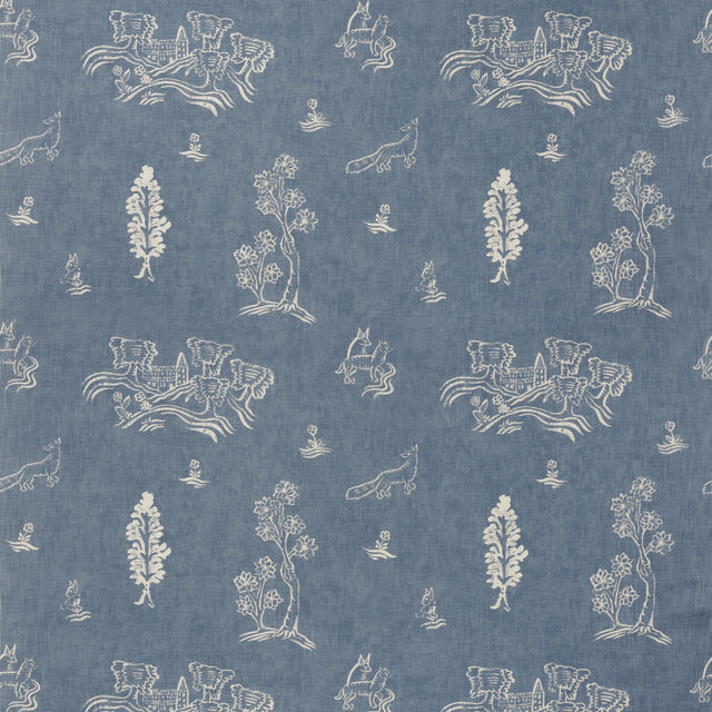 Andrew Martin FRIENDLY FOLK HAPPY BLUE Fabric