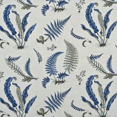 G P & J Baker FERNS INDIGO/LINEN Upholstery Fabric