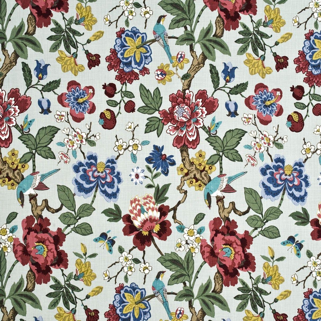 G P & J Baker PERSIAN POMEGRANATE AQUA/MULTI Fabric