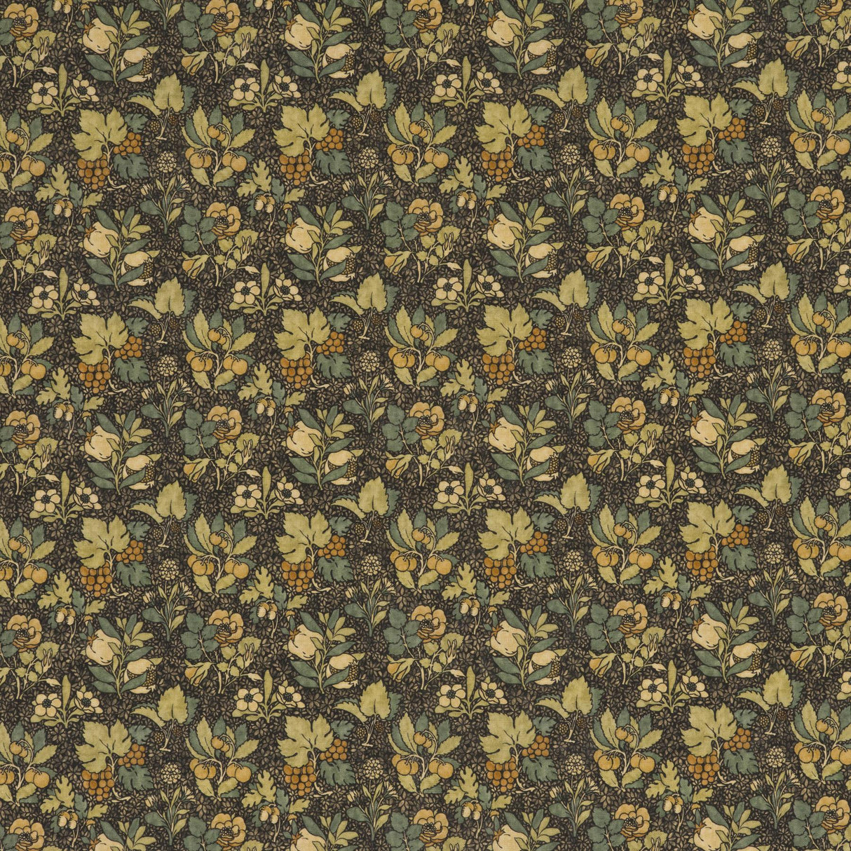 G P & J Baker MEADOW FRUIT CHARCOAL/GREEN Fabric