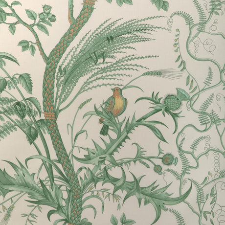 Brunschwig & Fils BIRD AND THISTLE COTTON PRINT GREEN Fabric