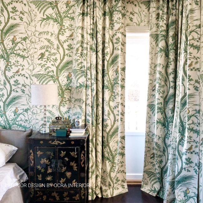 Brunschwig & Fils BIRD AND THISTLE COTTON PRINT GREEN Fabric