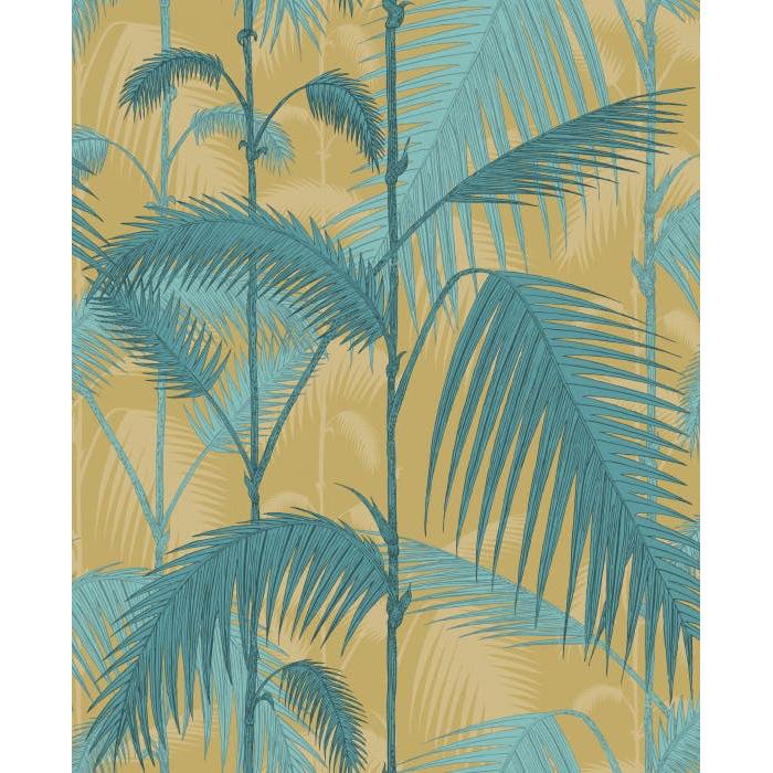 Cole & Son PALM JUNGLE COT/LIN PRINT ORCHRE/PETROL Fabric