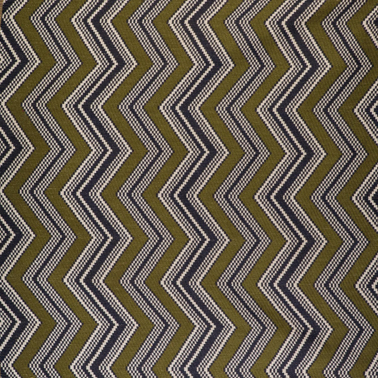 Gaston Y Daniela ZIG ZAG VERDE/NAVY Upholstery Fabric