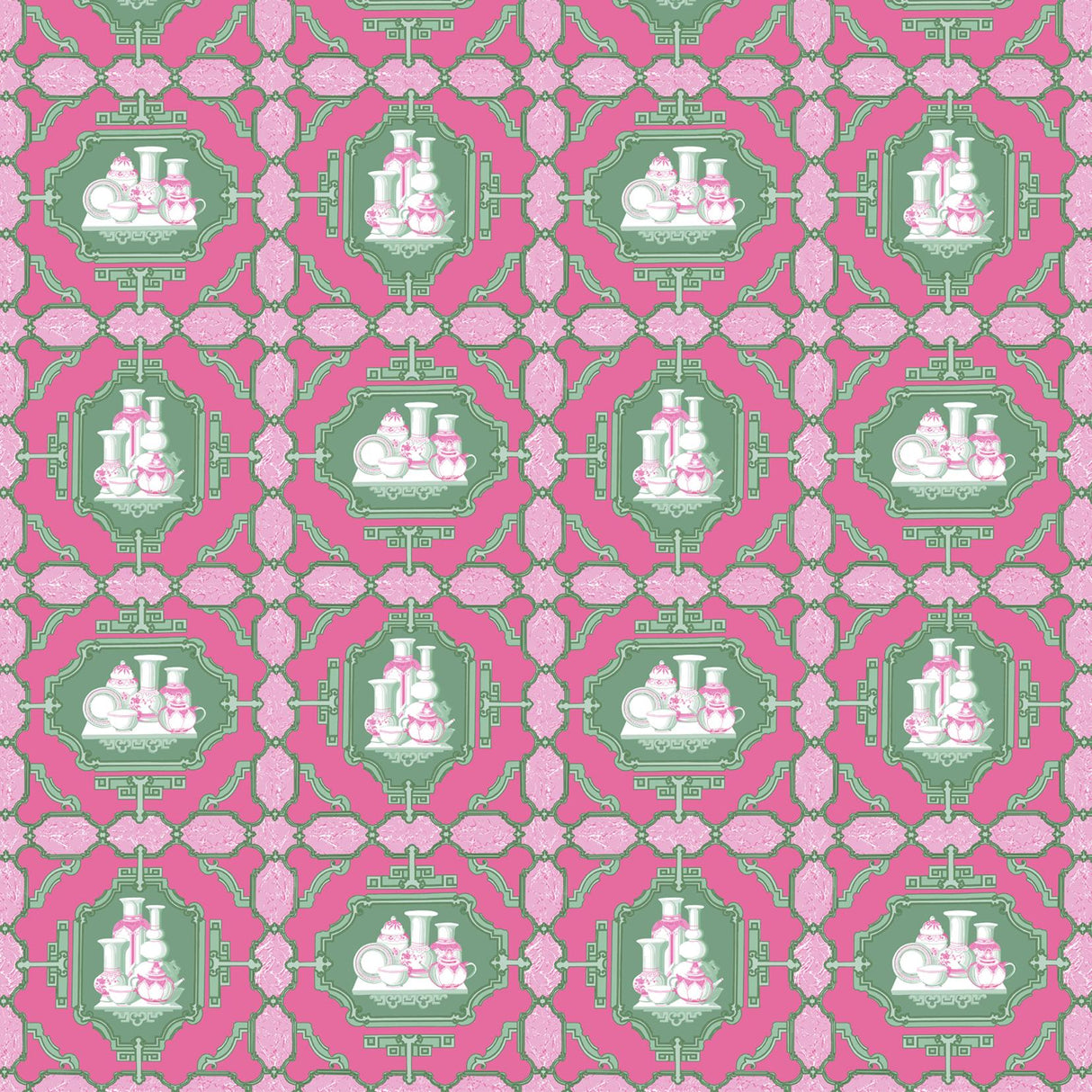 Gaston Y Daniela PORCELANAS ROSA/VERDE Fabric