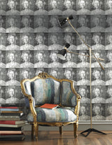 Lee Jofa HM GLAM SILVER/CHARCOAL Wallpaper
