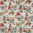 Brunschwig & Fils XIAN LINEN & COTTON PRINT PRUSSIAN/RED Fabric