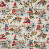 Brunschwig & Fils XIAN LINEN & COTTON PRINT PRUSSIAN/RED Fabric