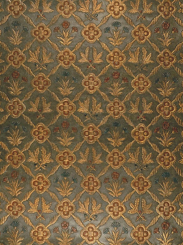 Scalamandre Cuir Chene Bleu/Gold Fabric
