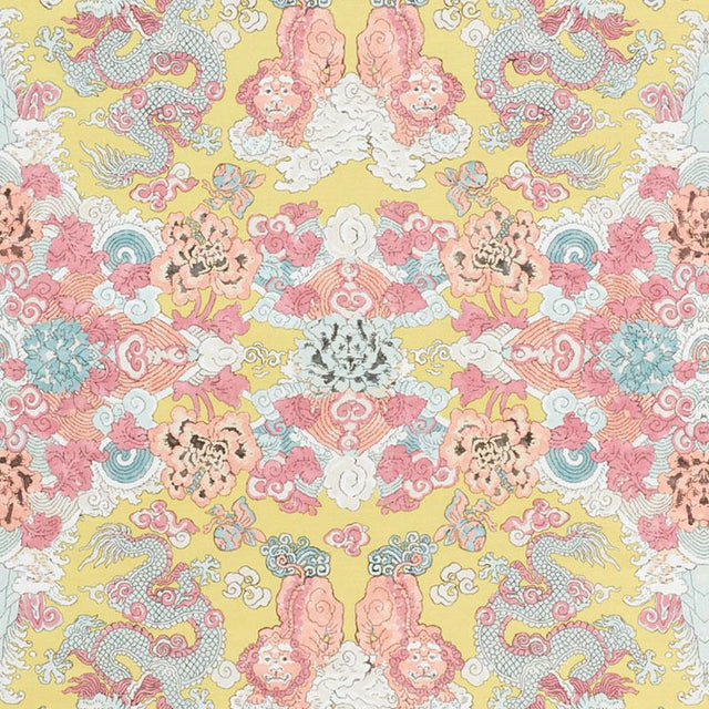 Schumacher Magic Mountain Dragon Yellow Fabric