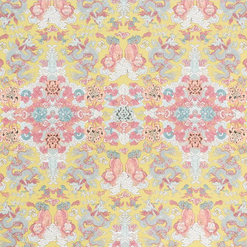 Schumacher Magic Mountain Dragon Yellow Fabric