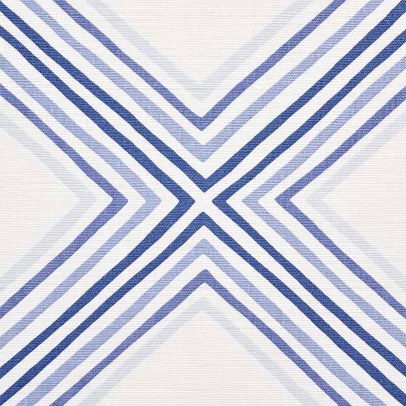 Schumacher Square Dance Blue Fabric