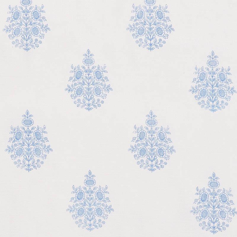 Schumacher Asara Flower Sheer Blue Fabric