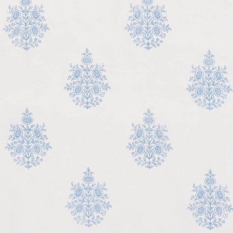 Schumacher Asara Flower Sheer Blue Fabric