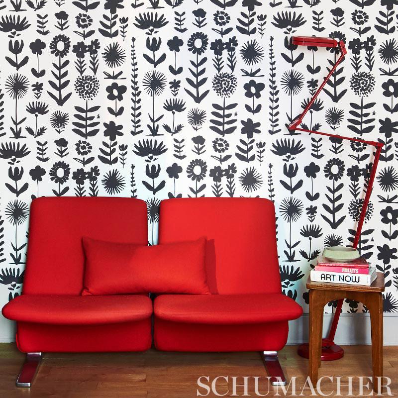 Schumacher Wild Things Black Wallpaper