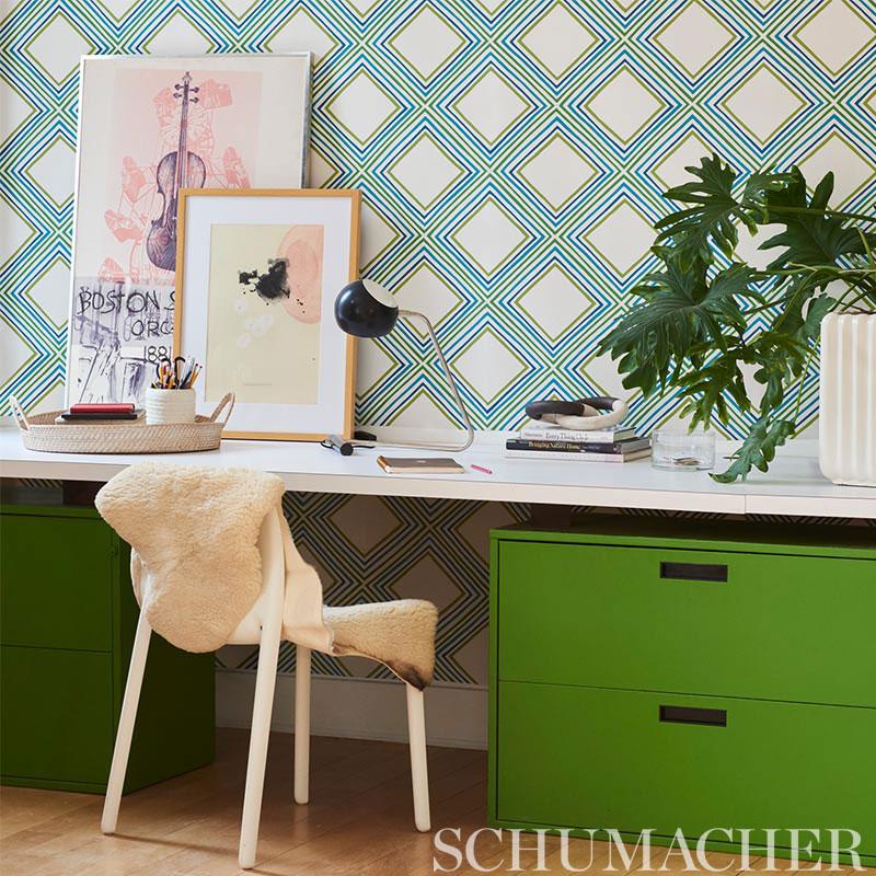 Schumacher Square Dance Peacock Wallpaper