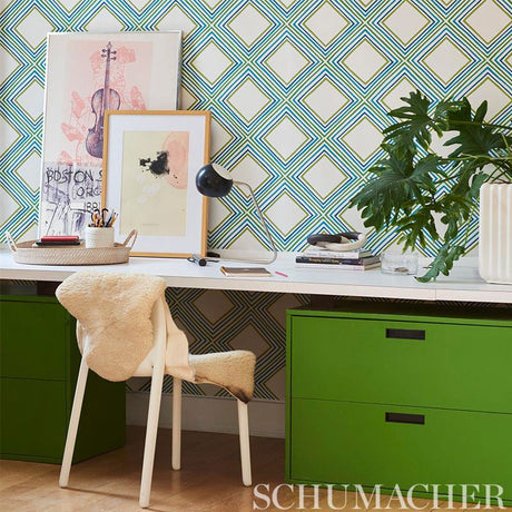 Schumacher Square Dance Peacock Wallpaper
