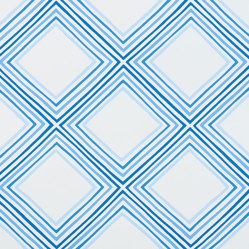 Schumacher Square Dance Blue Wallpaper