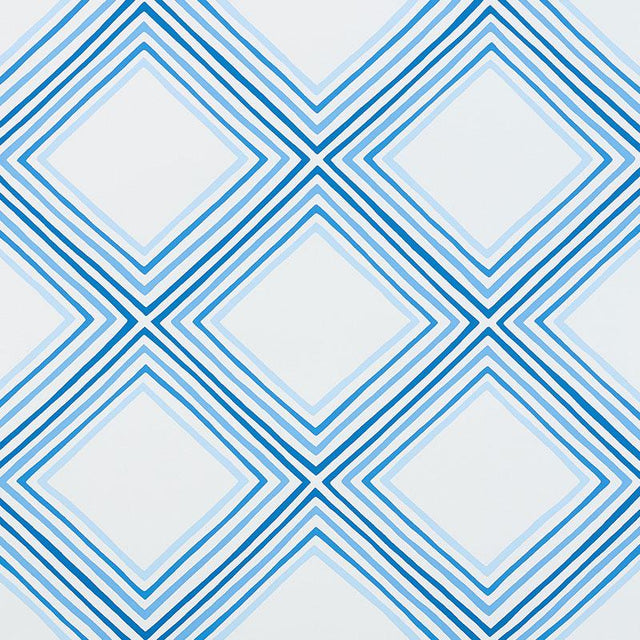 Schumacher Square Dance Blue Wallpaper