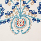 Schumacher Estrella Embroidery Indigo Spice Fabric