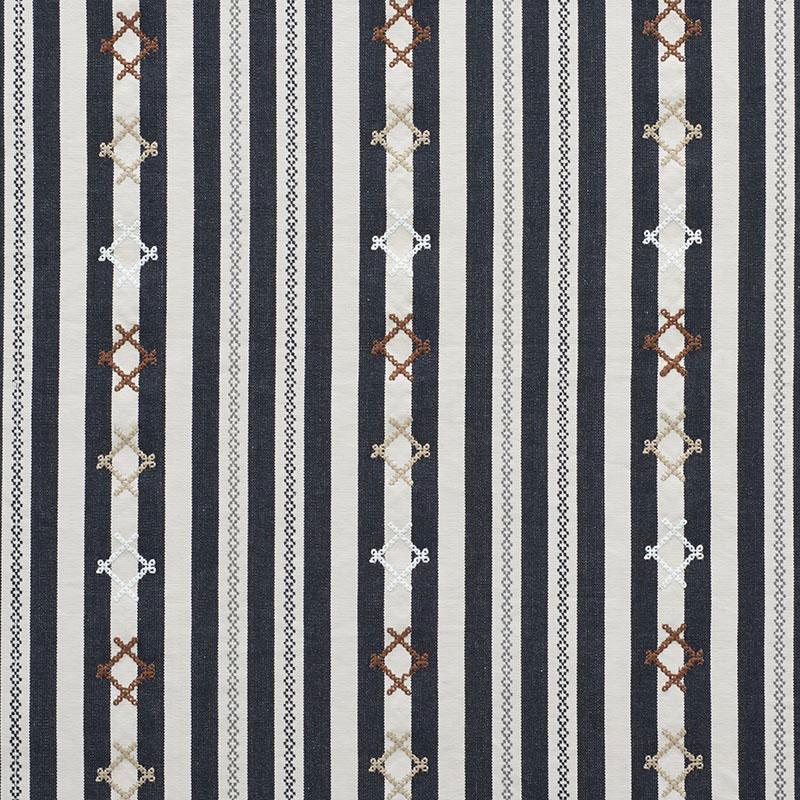 Schumacher Rhodes Stripe Black Fabric