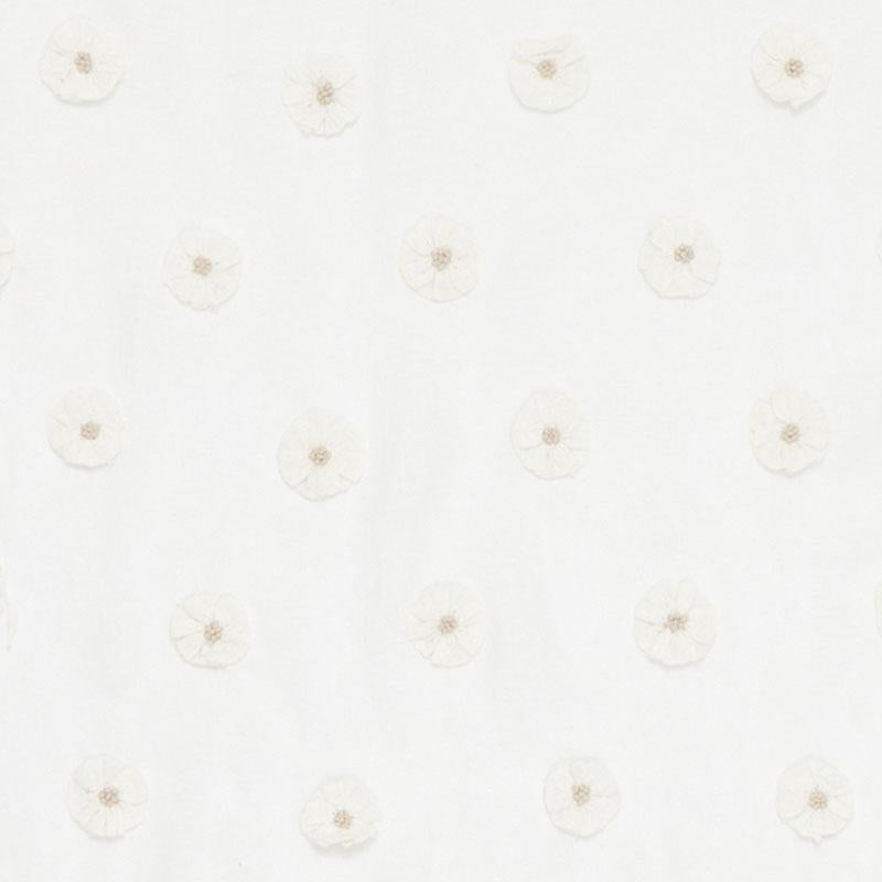 Schumacher Button Flower Sheer Ivory Fabric