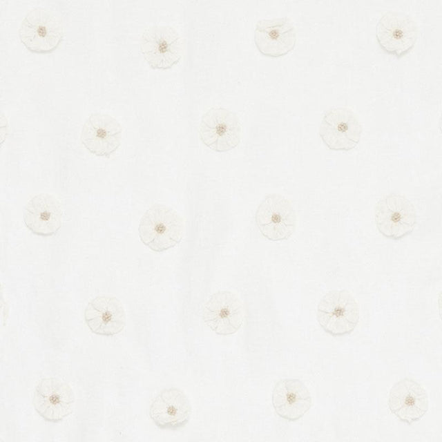 Schumacher Button Flower Sheer Ivory Fabric