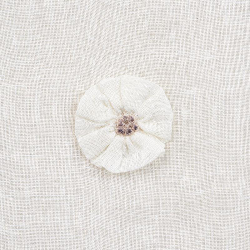Schumacher Button Flower Sheer Ivory Fabric