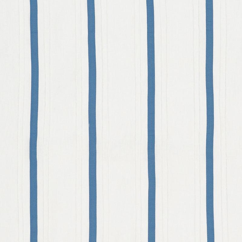 Schumacher Stripe Appliqu Sheer Blue Fabric