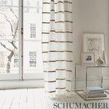 Schumacher Stripe Appliqu Sheer Tan Fabric