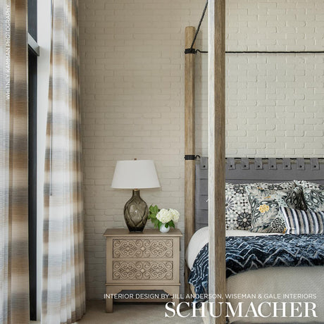 Schumacher Horizon Casement Dune & Grey Fabric