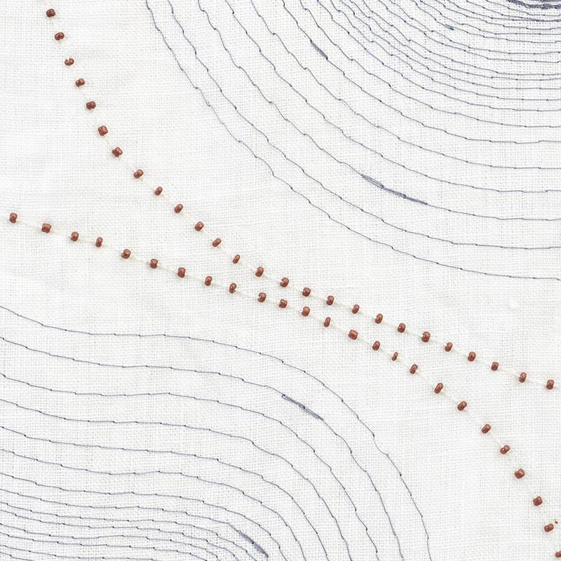 Schumacher Topo Beaded Sheer Slate Fabric