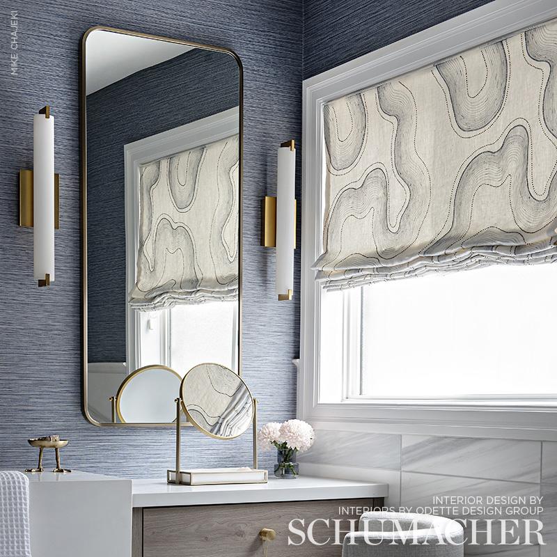 Schumacher Topo Beaded Sheer Slate Fabric