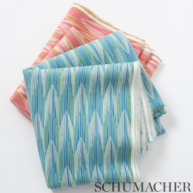 Schumacher Verdant Indoor/Outdoor Aqua & Leaf Fabric