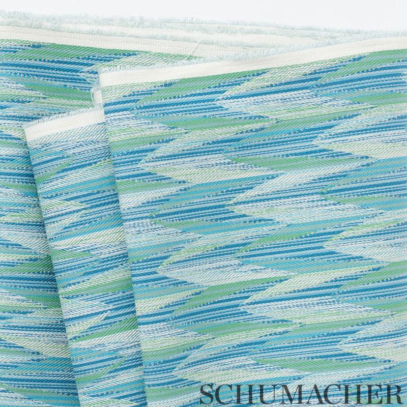 Schumacher Verdant Indoor/Outdoor Aqua & Leaf Fabric