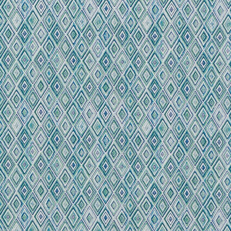 Schumacher Diamond Strie Indoor/Outdoor Peacock Fabric