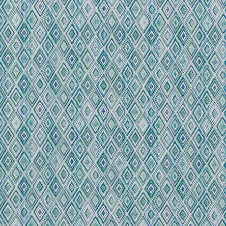 Schumacher Diamond Strie Indoor/Outdoor Peacock Fabric