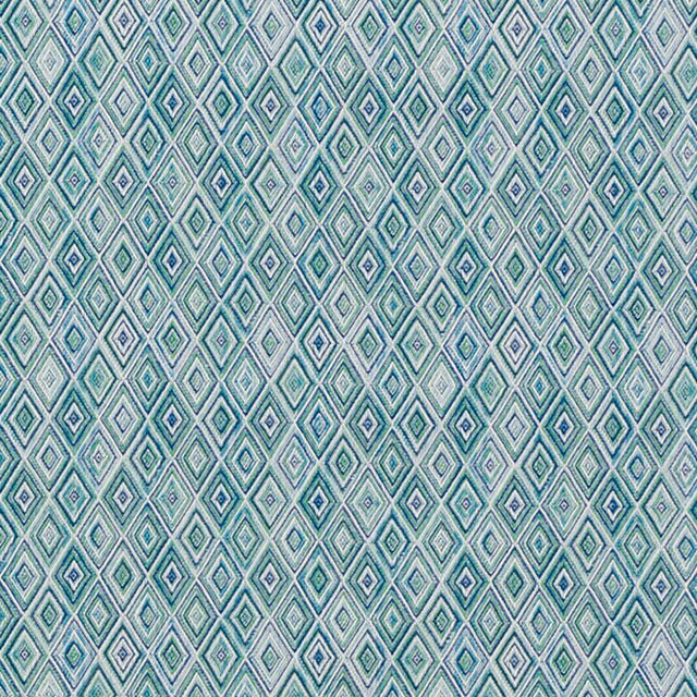 Schumacher Diamond Strie Indoor/Outdoor Peacock Fabric