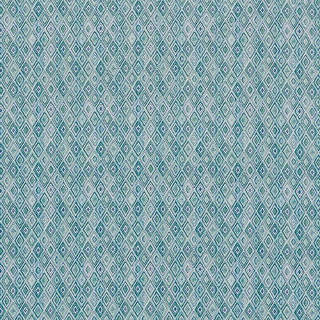 Schumacher Diamond Strie Indoor/Outdoor Peacock Fabric