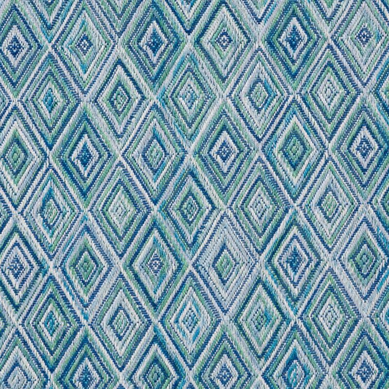 Schumacher Diamond Strie Indoor/Outdoor Peacock Fabric