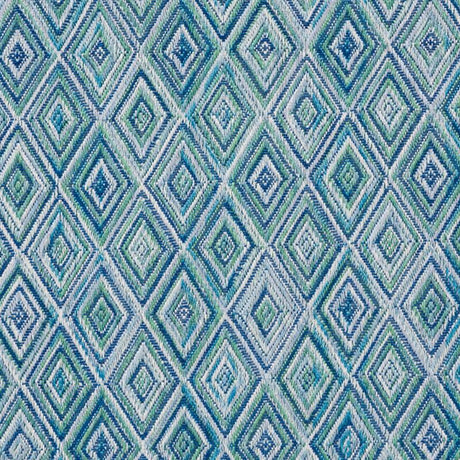Schumacher Diamond Strie Indoor/Outdoor Peacock Fabric