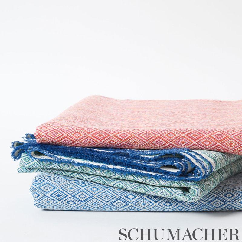 Schumacher Diamond Strie Indoor/Outdoor Blue Fabric