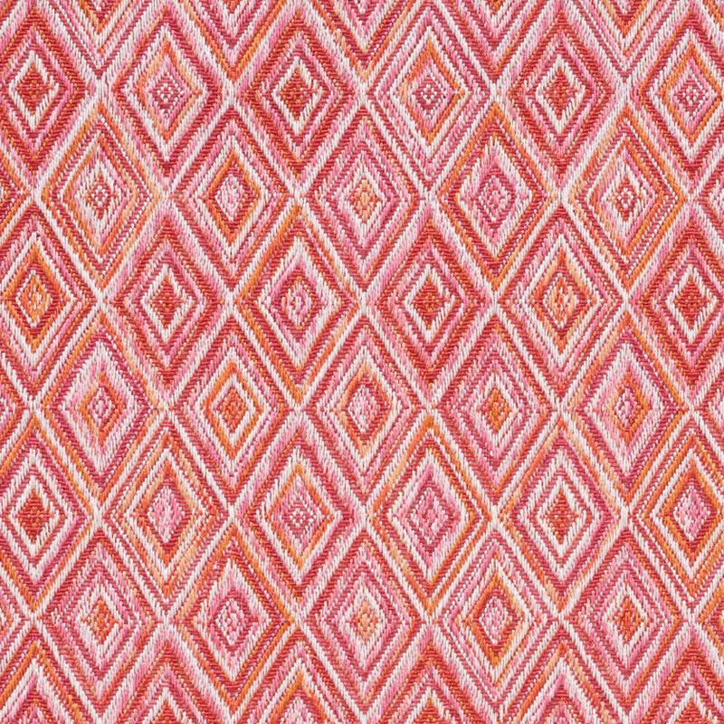 Schumacher Diamond Strie Indoor/Outdoor Pink & Orange Fabric