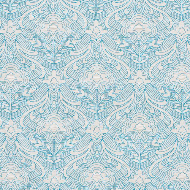 Schumacher Hendrix Embroidery Blue Fabric