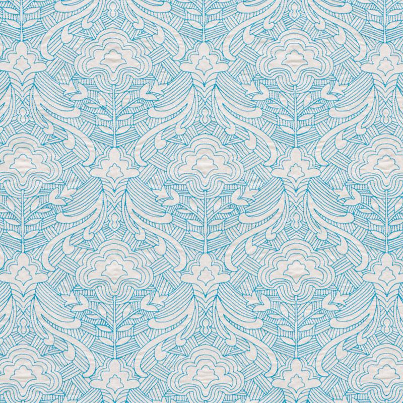 Schumacher Hendrix Embroidery Blue Fabric