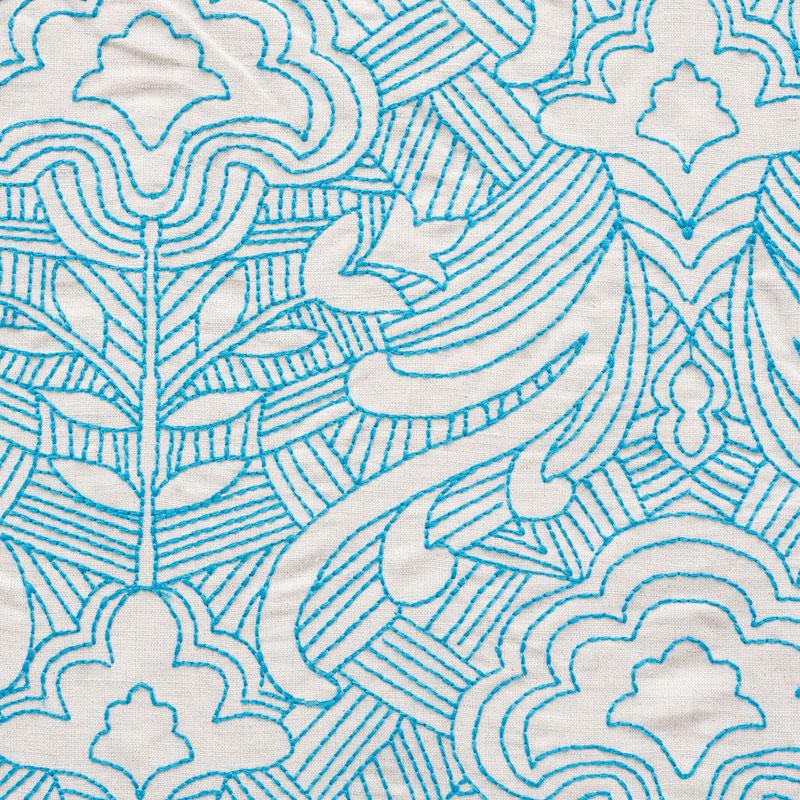 Schumacher Hendrix Embroidery Blue Fabric